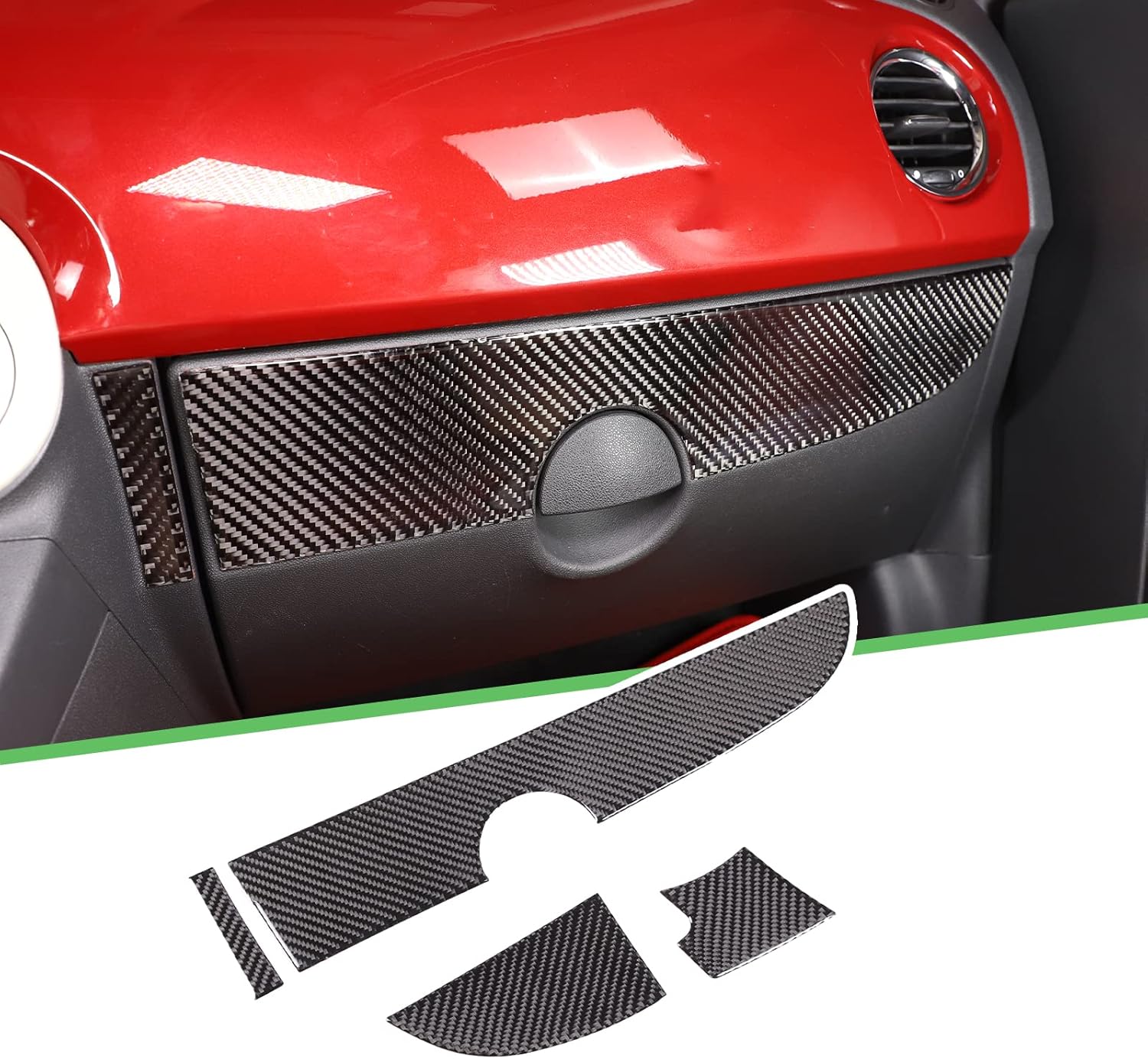 LLKUANG Soft Carbon Fiber Car Center Control Dashboard Glove Box Decorative Panel Sticker Fit for 2010-2022 Fiat 500 Abarth 595 Interior Accessories