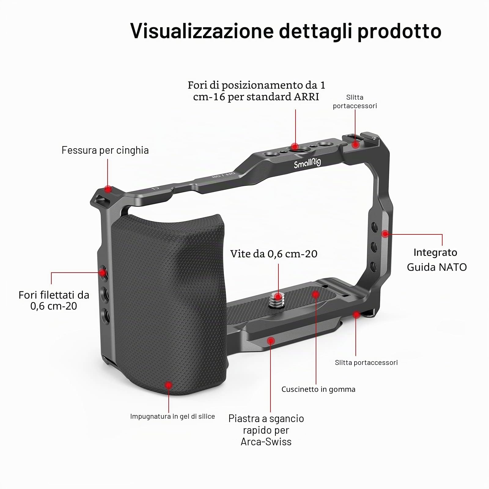 SMALLRIG ZV-E10 Cage con Impugnatura e Piastra a Sgancio Rapido Integrata per Arca-Swiss per Sony ZV-E10-3538B