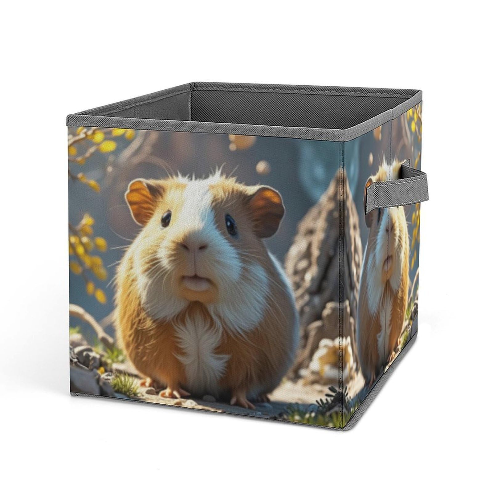 FekiLoot Guinea Pig Folding Storage Bins with Handles Large Fabric Storage Cube Storage Organizer Heavy Duty Closet Organizer Sturdy Collapsible Bin Foldable Baskets