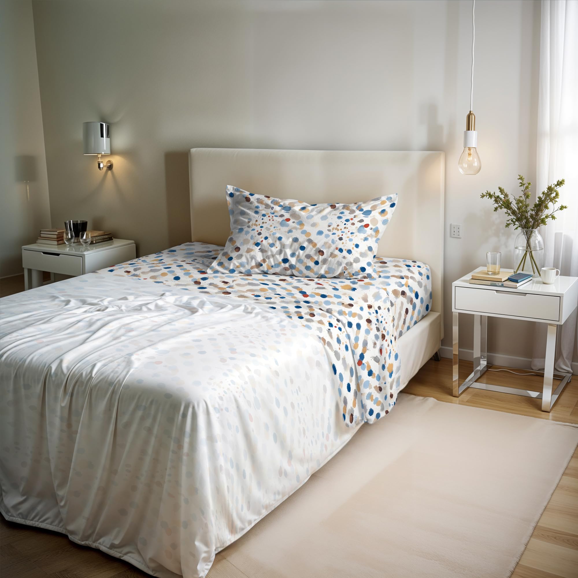 River Cotton Single Bed Sheet Set, Made in Italy – Complete Bed Set, Fitted Sheet, Top Sheet 90 x 200 cm and Pillowcase with Inner Flap (Single, Tarim)