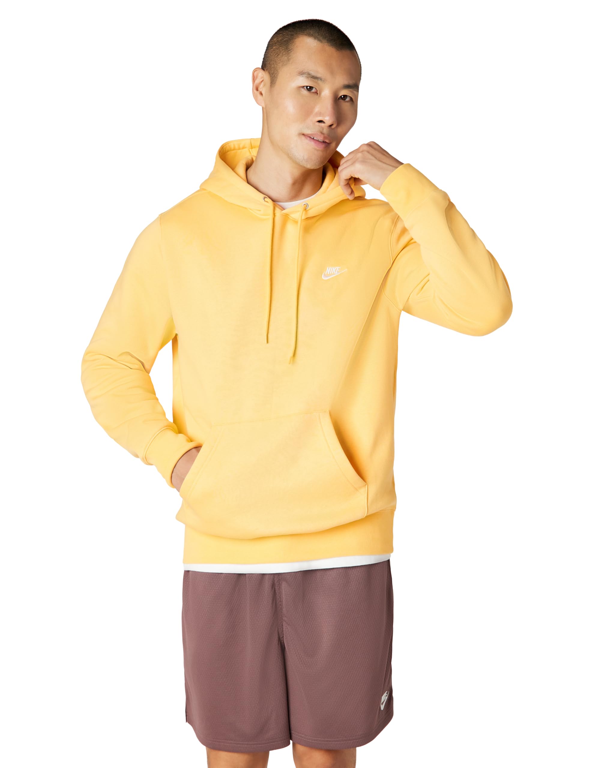 Nike Men's Club Pullover Fleece Hoodie Medium Topaz Gold/Topaz Gold/White
