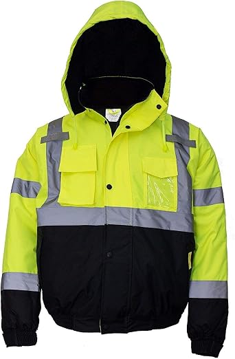WJ9011/12 Mens ANSI Class 3 High Visibility Bomber Safety Jacket, Waterproof