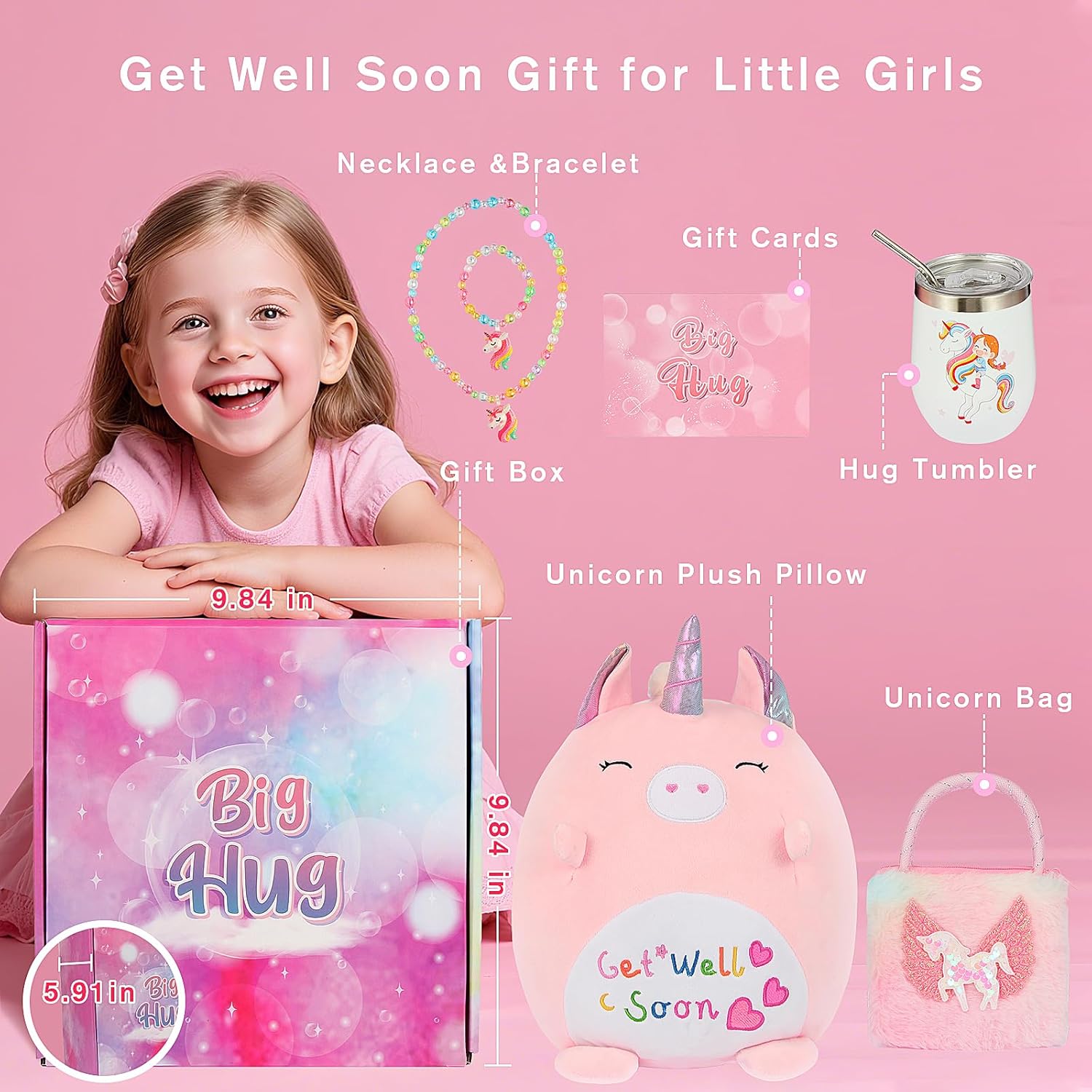 Get Well Soon Gift for Kids, Feel Better Gifts for Kid, Kids Get Well Baskets, Care Package for Girls with Get Well Soon Unicorn Plush Pillow, Get Well Gifts Set for Girls after Surgery - Image 6