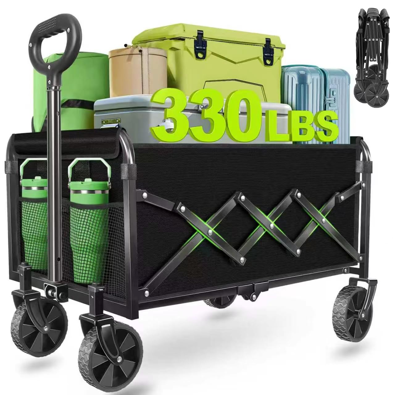 Photo 1 of Wagons Carts Foldable - Collapsible Wagon Cart with Wheels – Folding Foldable Wagon Small Portable Lightweight for Sports, Camping, Storage, Travel, Shopping