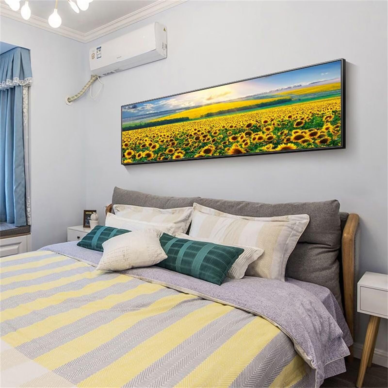 Grand Format Peinture Diamant Tournesol au Coucher du Soleil Kit Complet Broderie Diamant 50x100