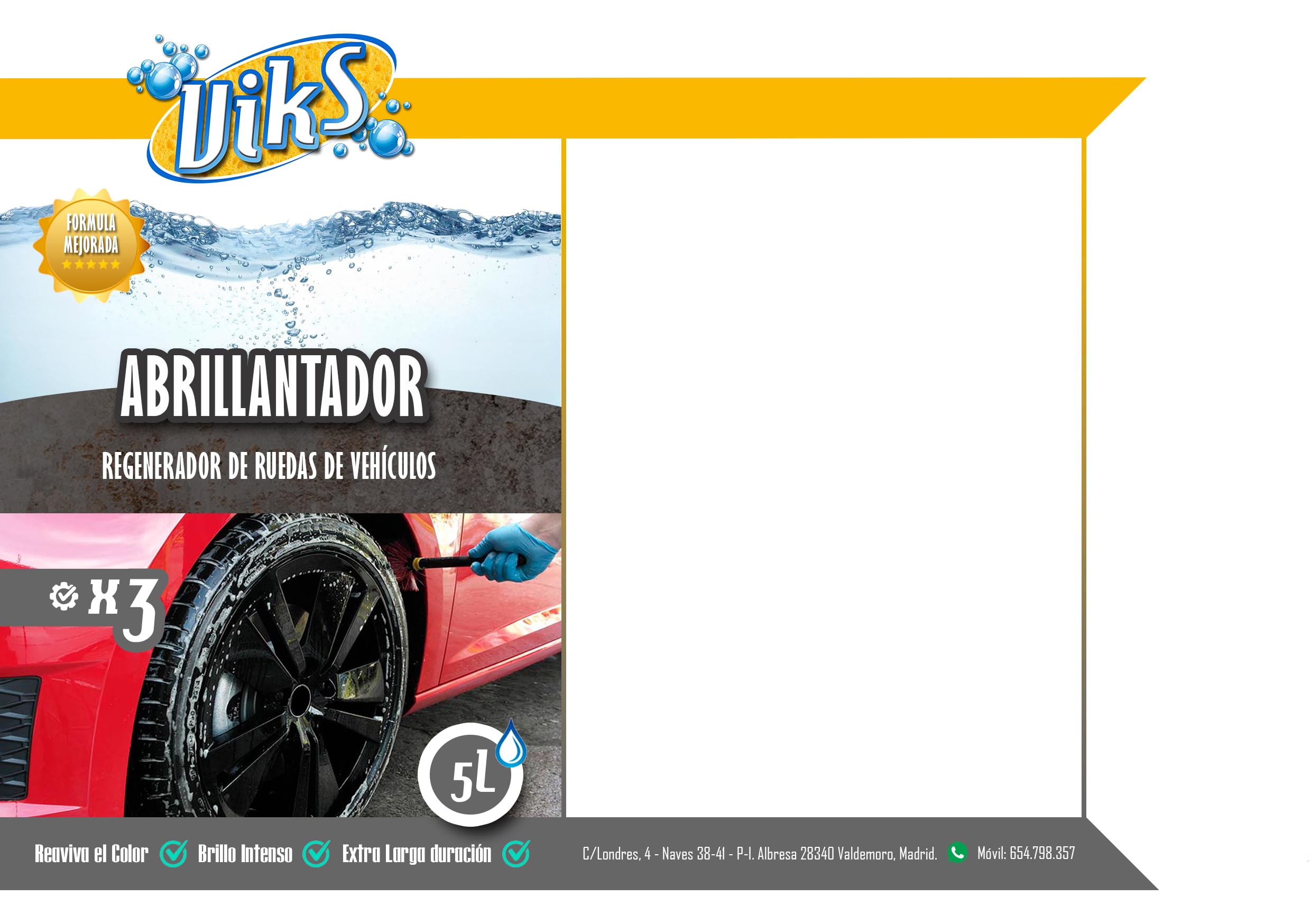 Viks | Produit de Polissage Professionnel pour pneus | Répare et protège Les pneus et Offre Une Brillance | Durable pour Roues, Caoutchouc, Caoutchouc et Plastiques | 5L