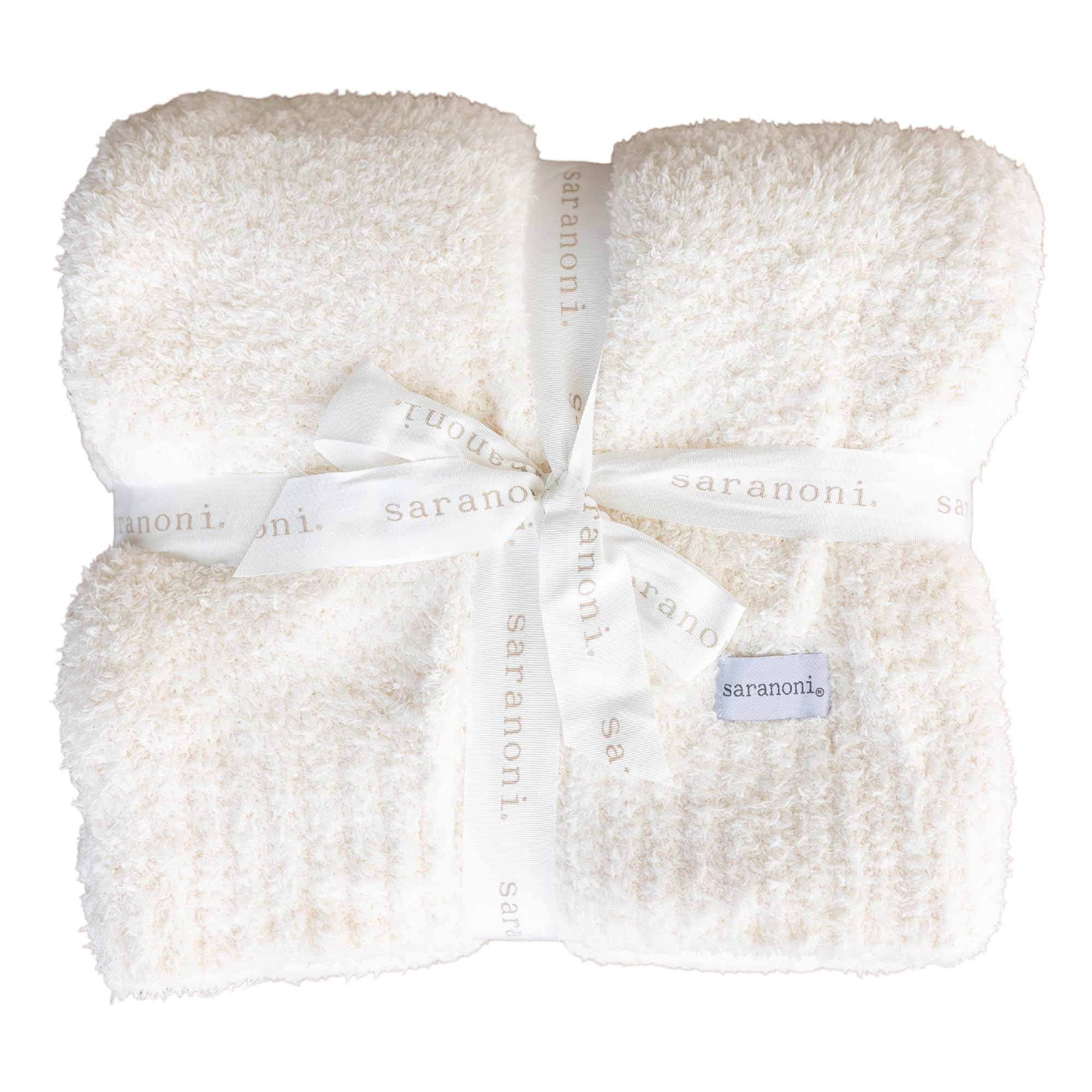 Saranoni Bamboni Oversized Blanket Soft Comfort Couch Bed Ivory X-Large