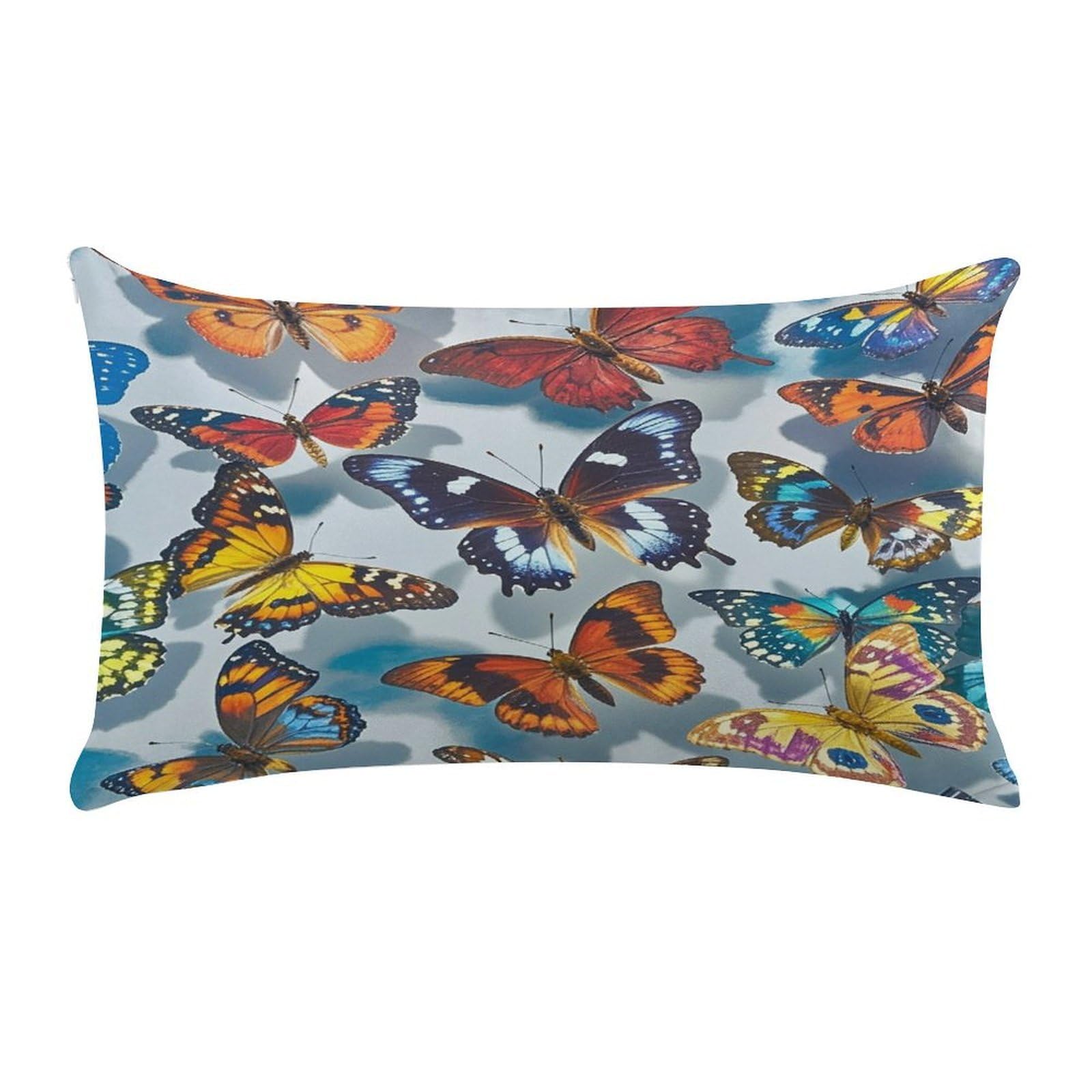 Butterflies Pillow Case Decorative Rectangle Throw Pillow Cover Soft Plush Pillowcase Cozy Cushion Case Modern Pillow Sham Cushion Cover for Bedroom Sofa Couch 20 X 12 Inch