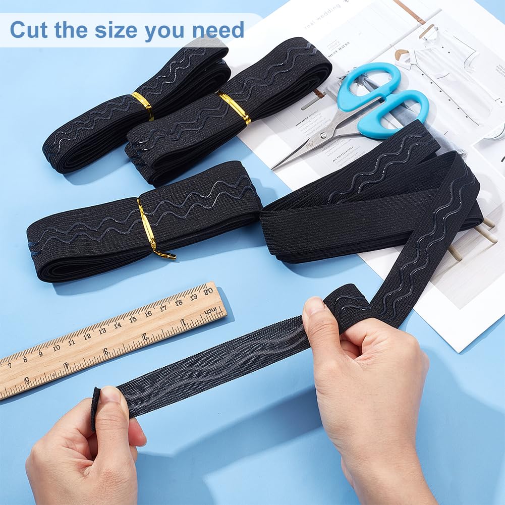 Bande élastique Silicone Noir 7 M X 50 Mm - Antidérapante Pour Couture, Vêtements, Sport - Polyester Lavable