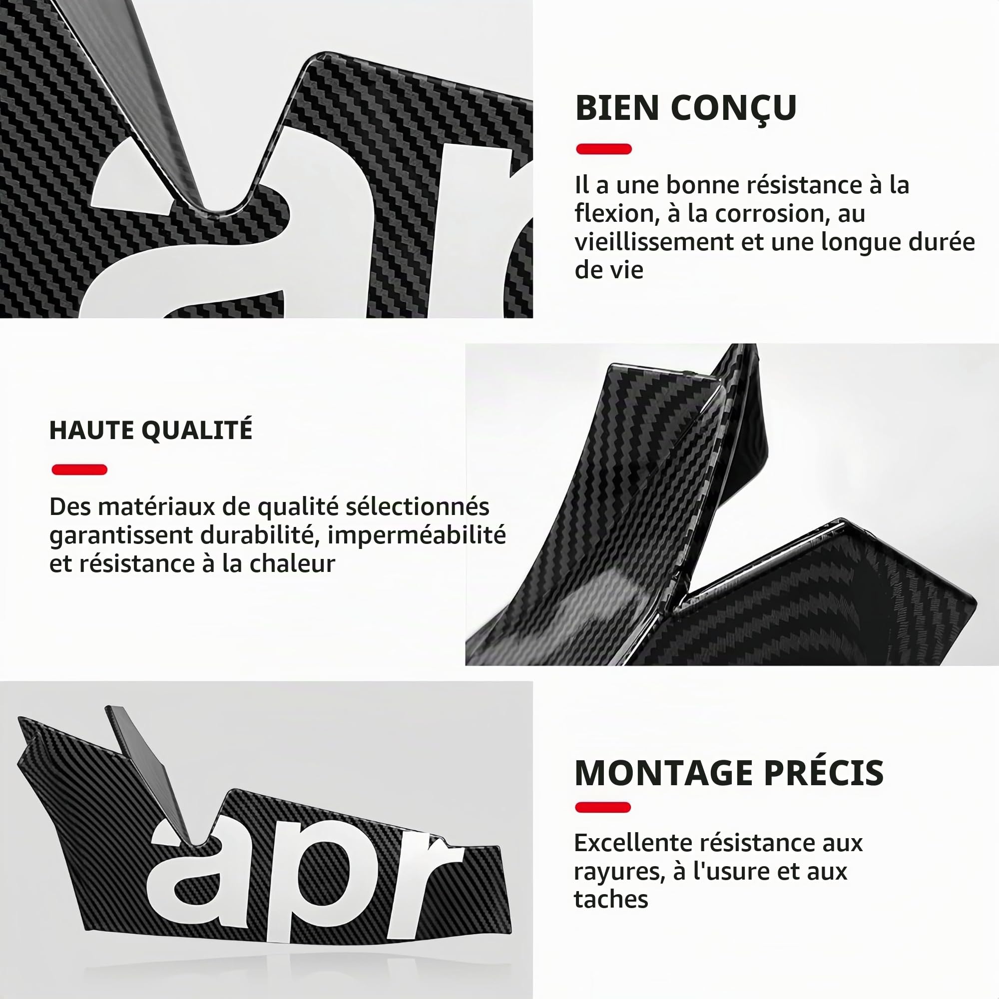 Aileron aérodynamique Moto pour Aprilia RS660, 8 Couleurs, réglable et léger, matériau ABS améliorant la stabilité et Les Performances (Blanche)