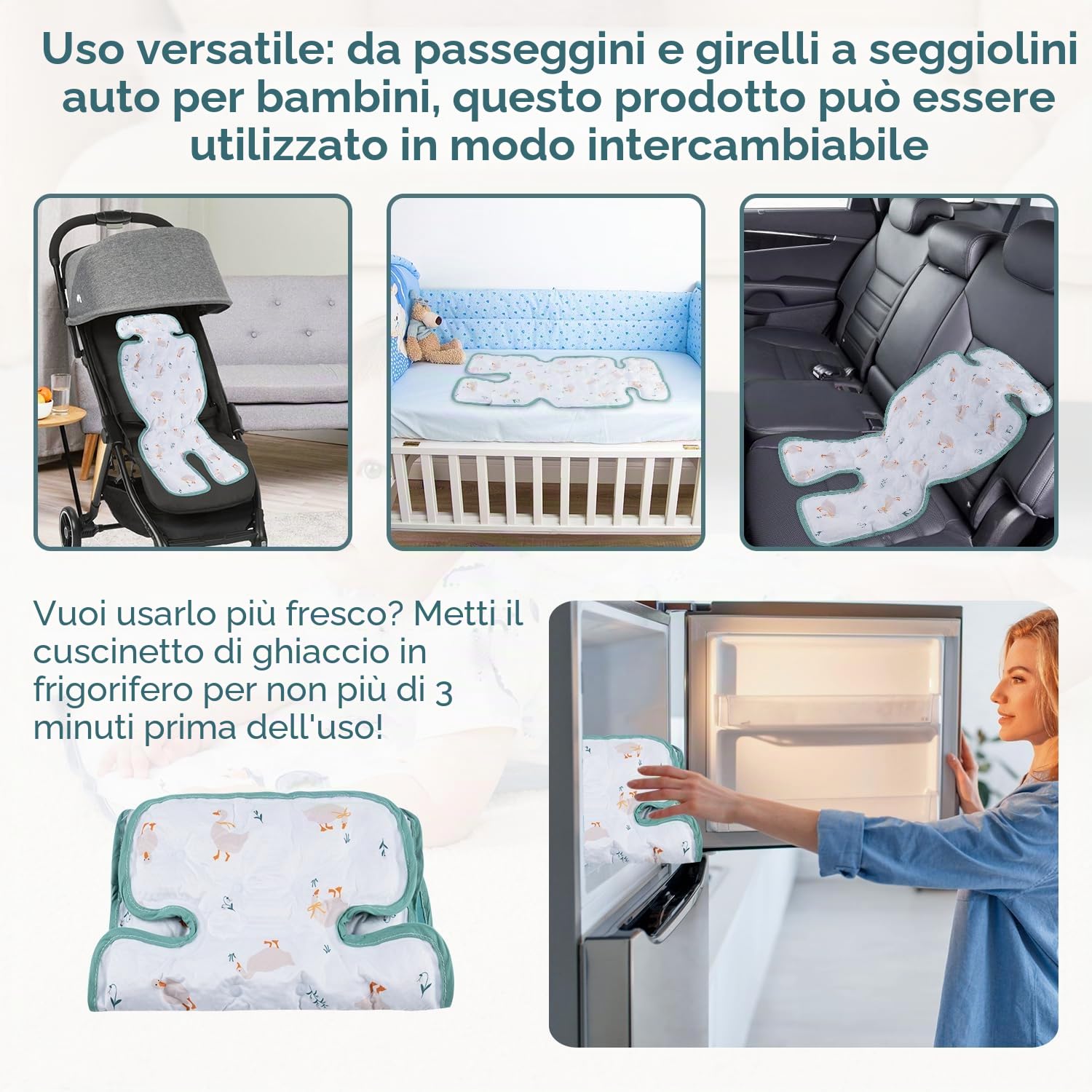 LAT Materassino Passeggino Estivo, Copripasseggino Estivo, Cuscino Refrigerante per Passeggino, Cuscino Passeggino Universale 70x34cm (B)