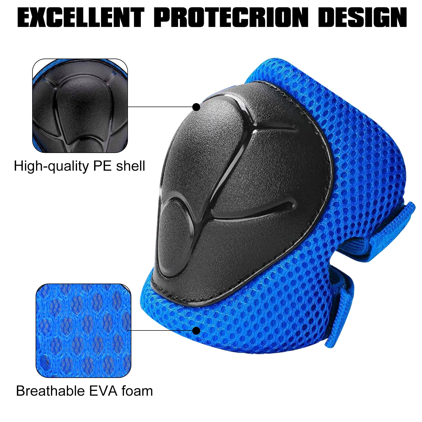 Zorplex Protection Roller Enfant, Kit de Protection pour Patins à roulettes vec Genouillères, Coudières et Protèges-Poignets 6 en 1, Equipement de Protection pour Le Patinage, Velo, Skateboard