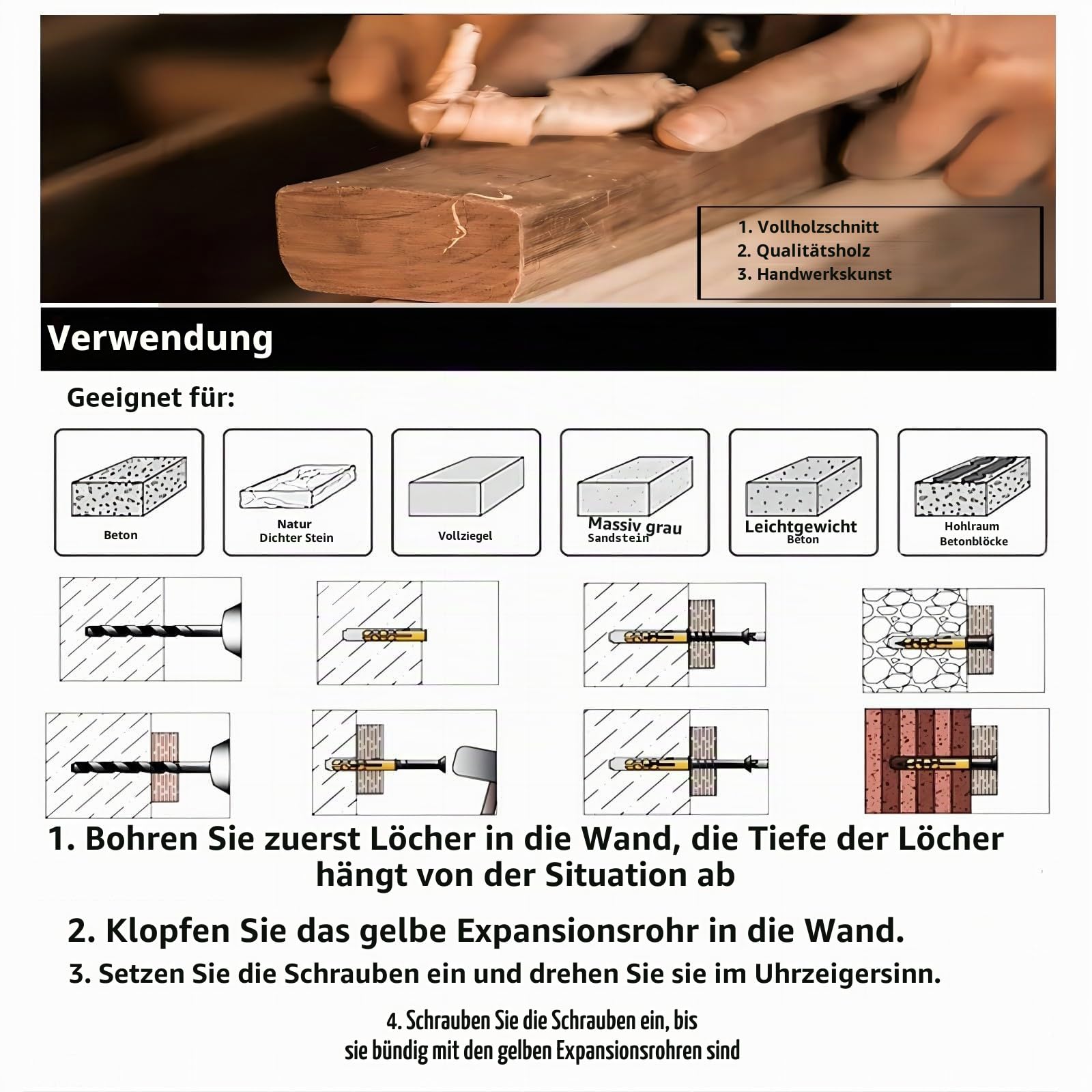 Kletterbrett aus Holz, Klettergerüst, Klettergriffbrett, Klettergerüst, Zubehör mit Schrauben, Fingerspitzenverstärker zur Verbesserung der Fingerstärke