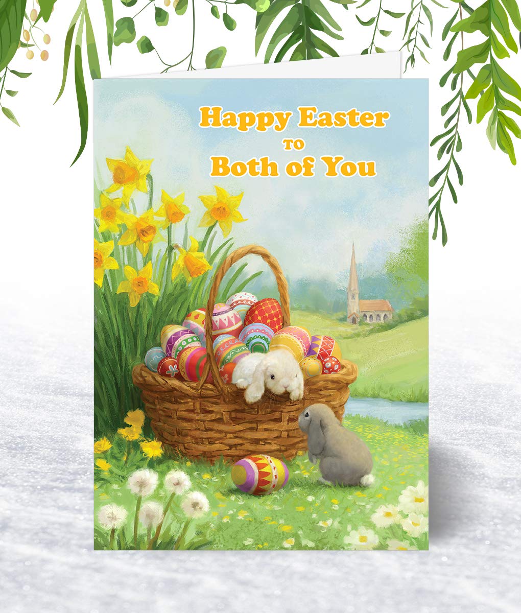 Biglietto Di Pasqua Per Mamma | Coniglietto E Uova Con Narcisi | Formato A5 Con Busta | Cartolina Olivia Samuel Di Qualità | Messaggio Dolce Per Augurare Buona Pasqua
