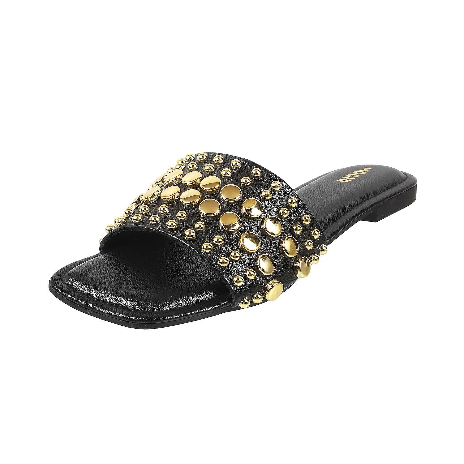 Mochi Women Black Synthetic Leather Ethnicwear Beaded Chappal UK/7 EU/40 (41-147) (B0CHQS7PWJ) Amazon Price History, Amazon Price Tracker