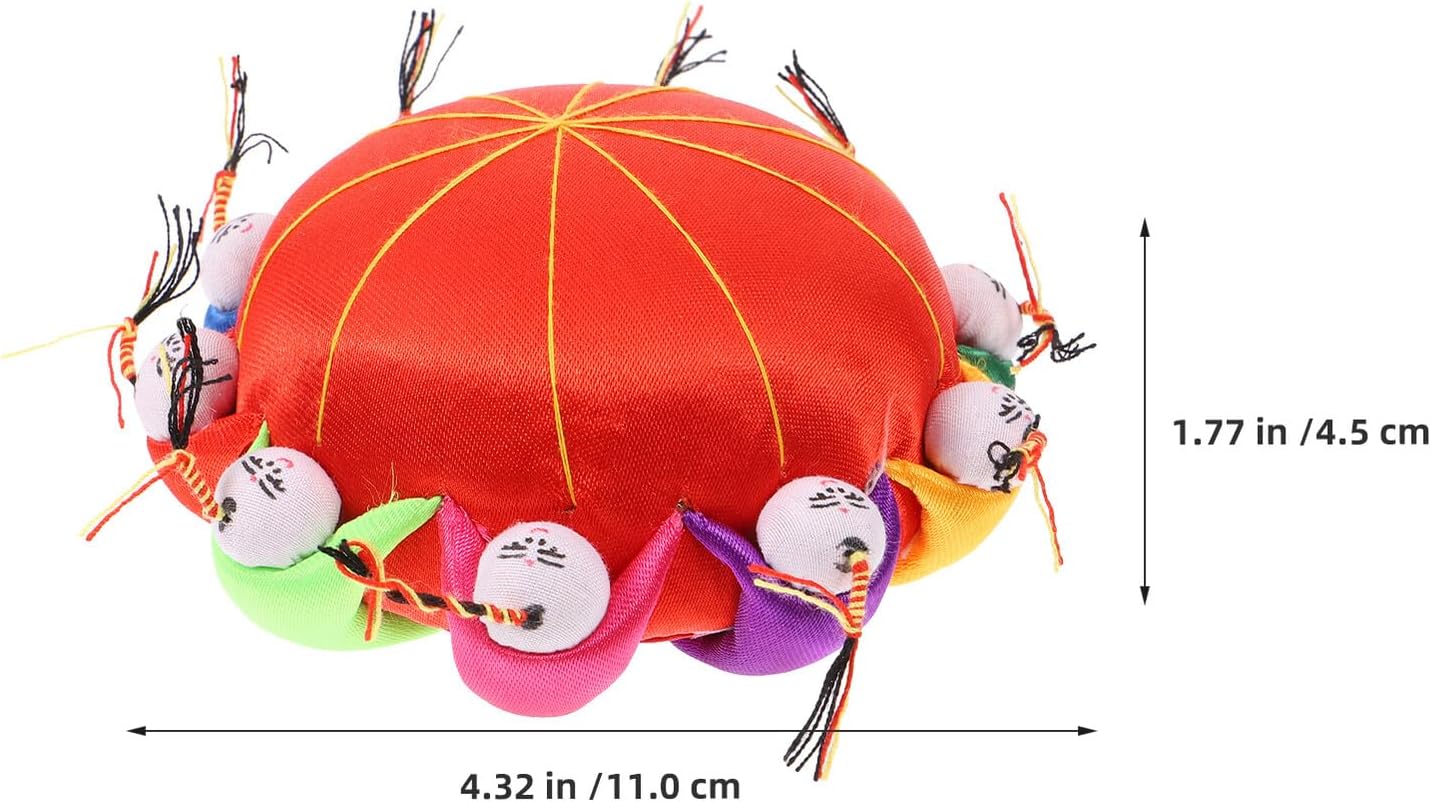 KAJNBN Retro 2pcs Sewing Pin Cushion Set with Oriental Hand Needle Holder, Cute Vintage Style Pincushions for DIY Sewing Crafts and Home Decoration, Red