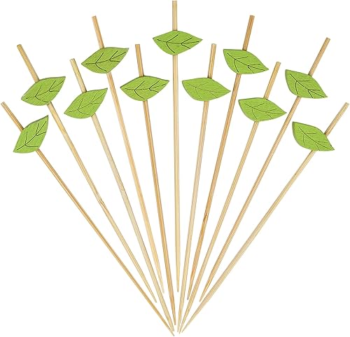 Miniatura 17 de Minisland Palillos de cóctel de manzana roja, palos de bambú de 5 pulgadas de largo, palillos de dientes elegantes para aperitivos, brochetas