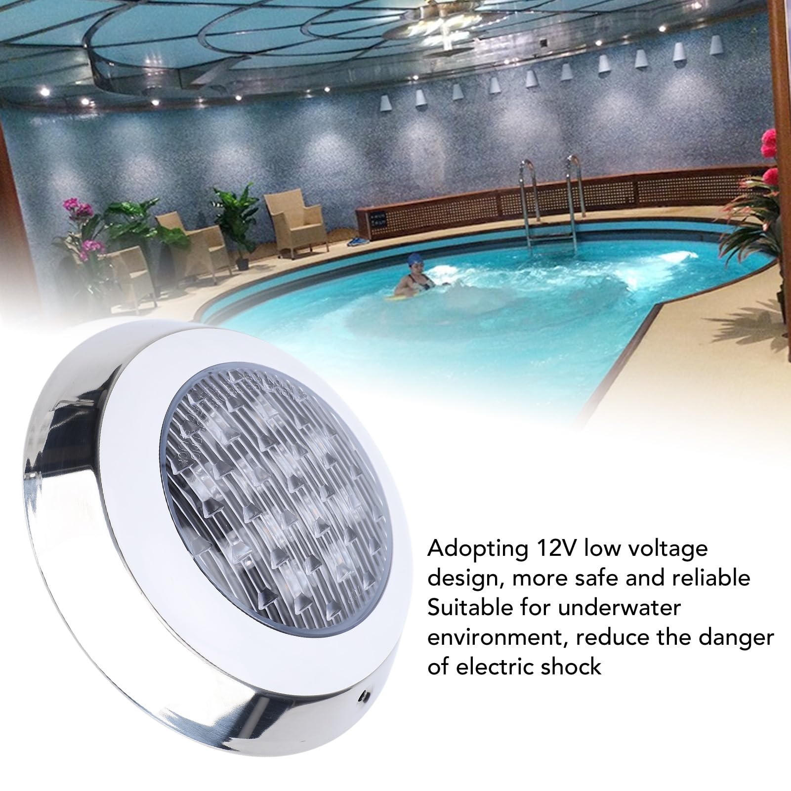 Asixxsix LED-Poolbeleuchtung, Wasserdichte LED-Unterwasserleuchten, 12V Niedervolt-Design,Wandmontage,Whirlpoolbeleuchtung für Unterirdische Pools, Springbrunnen,Teiche und Aquarien