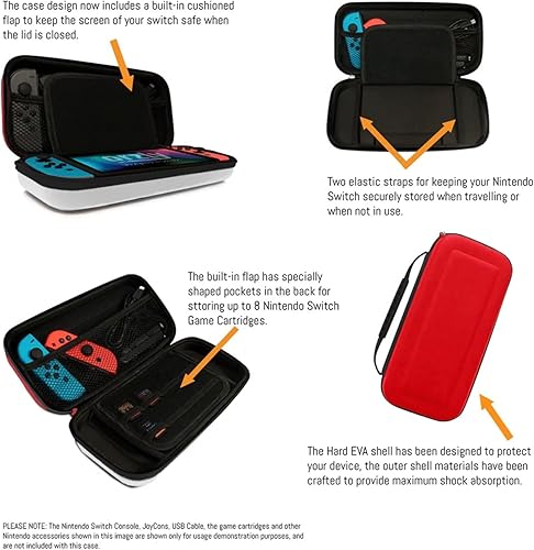 Miniatura 7 de Orzly - Estuche de transporte compatible con Nintendo Switch y con la nueva consola OLED de Switch, estuche de viaje rígido, portátil y de