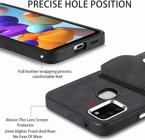 Miniatura 8 de Asuwish Compatible con Samsung Galaxy A21S - Funda tipo cartera y ranura para tarjetas, soporte de anillo delgado, soporte magnético para teléfono,