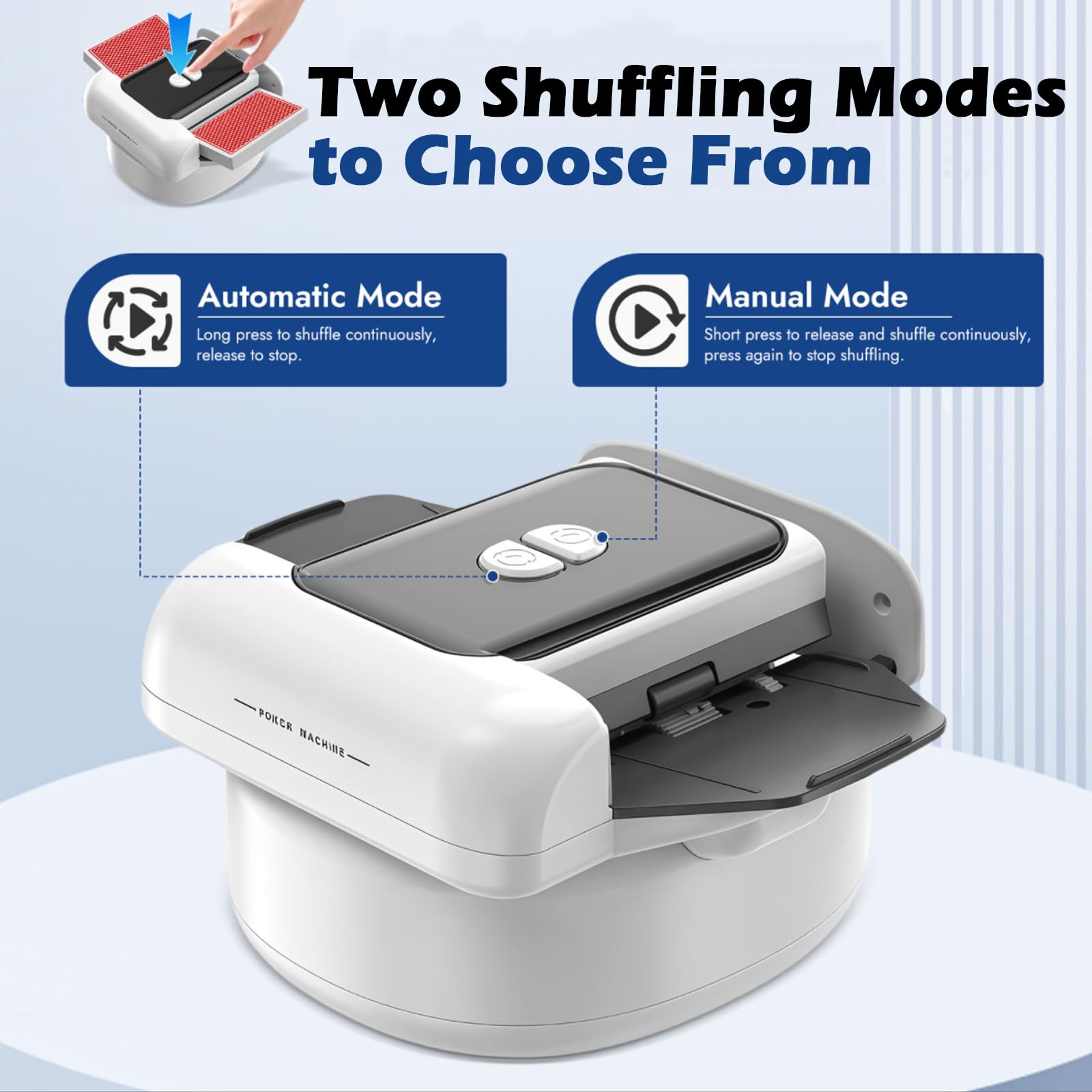Automatic Card Shuffler Machine 2 Deck, One-Touch Auto/Manual Mode, Low-Noise Design Suitable for Games Such As Poker Uno - Image 4