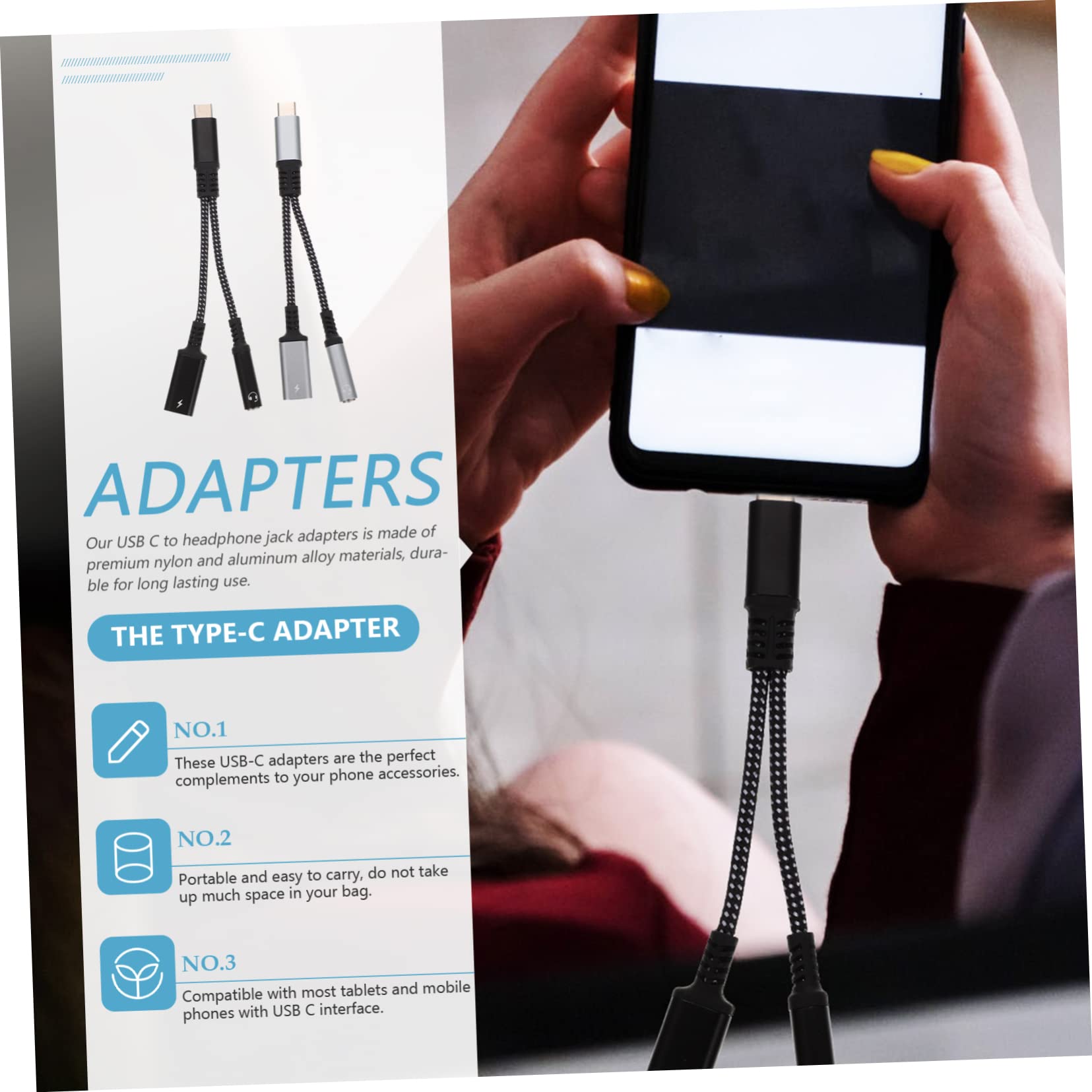 jojofuny 5 Szt. Adapterów Jack Do Usb C Do Słuchawek I Słuchawek Dousznych Wysoka Wierność Solidne Ładowanie I Szybkie Przesyłanie Dźwięku