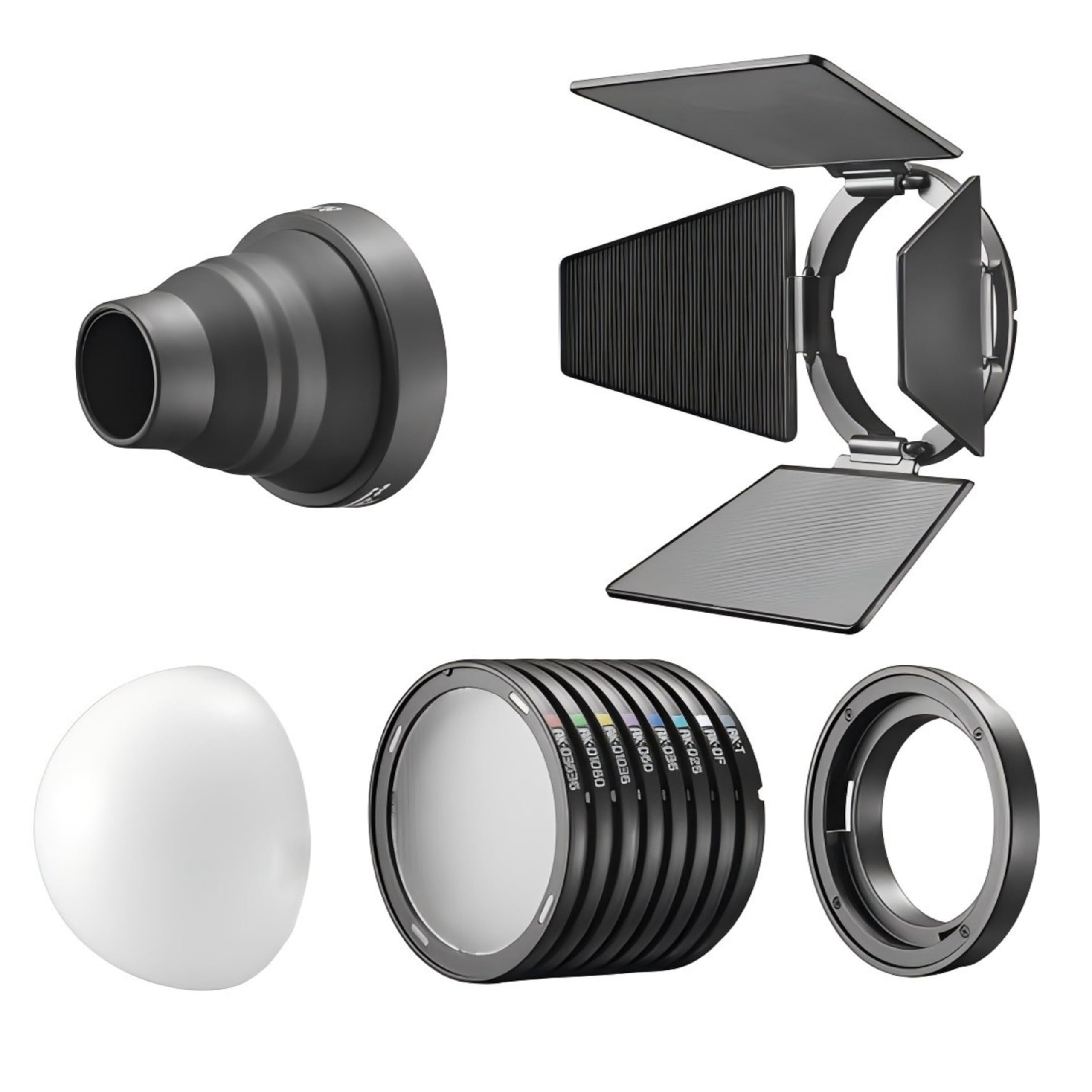 Godox Kit di Montaggio Magnetico per Luci LED MS60Bi, MS60R, RS60R, RS60Bi e Flash a Testa Rotonda V100, V1 Pro, AD100 Pro, Include Alette, Diffusori, Snoot