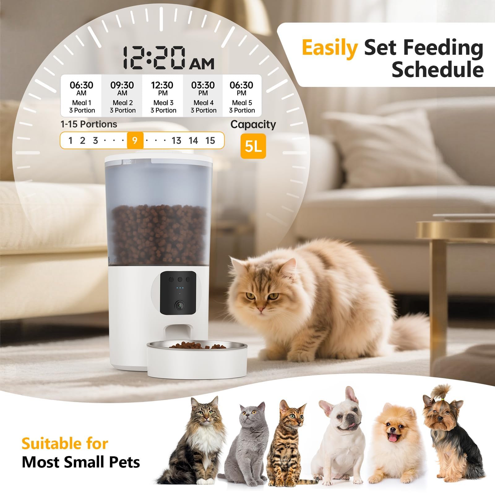 Distributeur Automatique + Fontaine a Eau pour Chat, Détection de Mouvement, Silencieuse