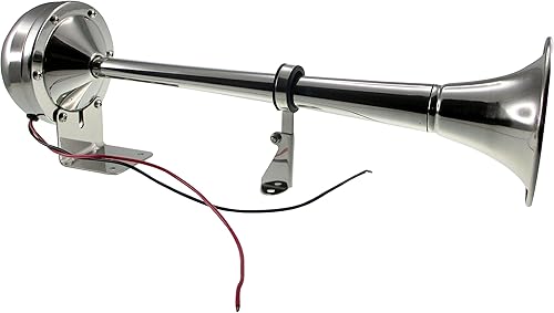PactradeMarine Boat Auto - Juego completo de cuerno de trompeta individual de acero inoxidable, 12 V