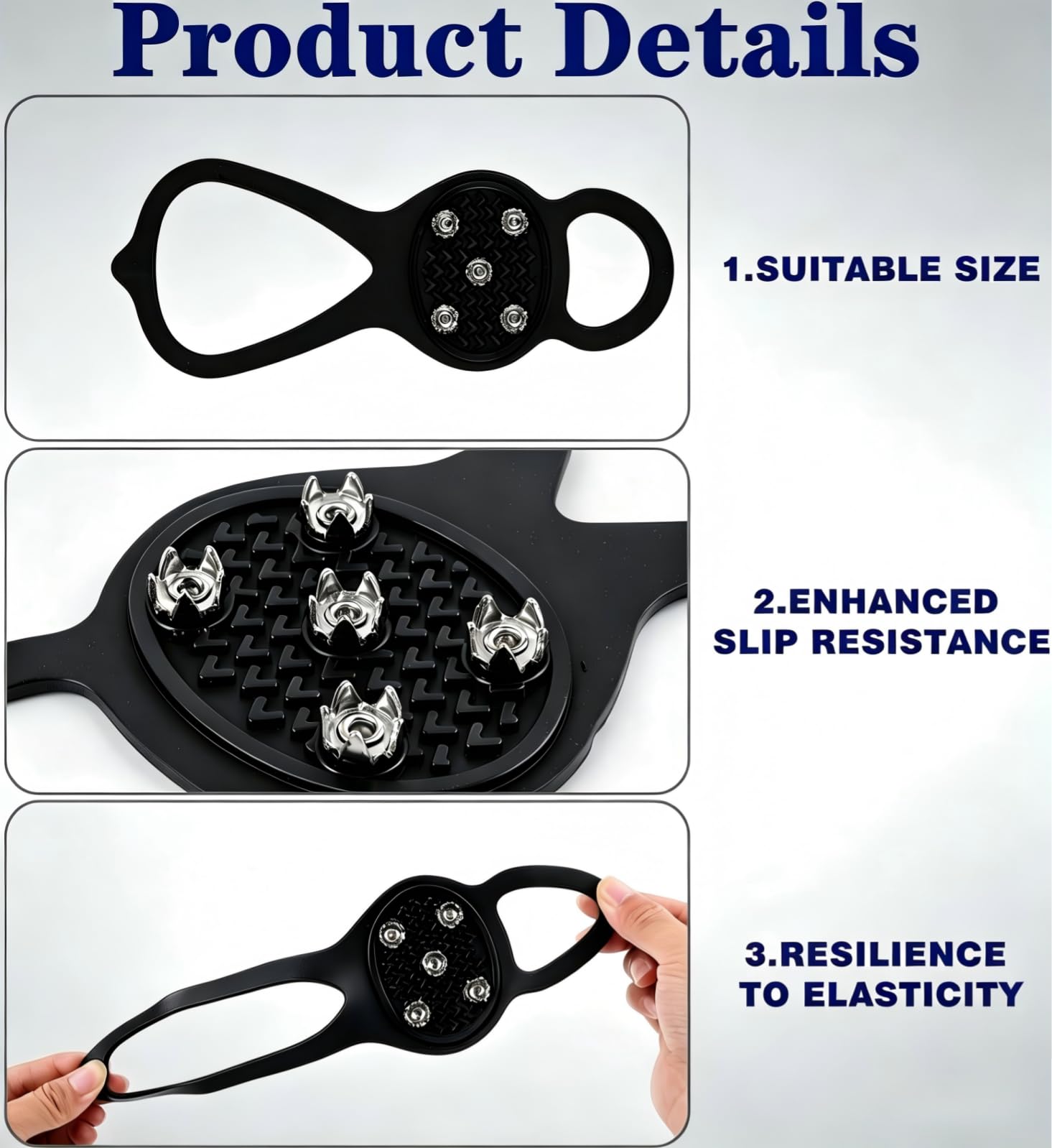 2 Paire Crampons Neige Chaussures Crampons Chaussures Randonnée Pointes en Acier Inoxydable Protection Facile à Enfiler pour Sports d'hiver en Extérieur Randonnée Pêche Marche