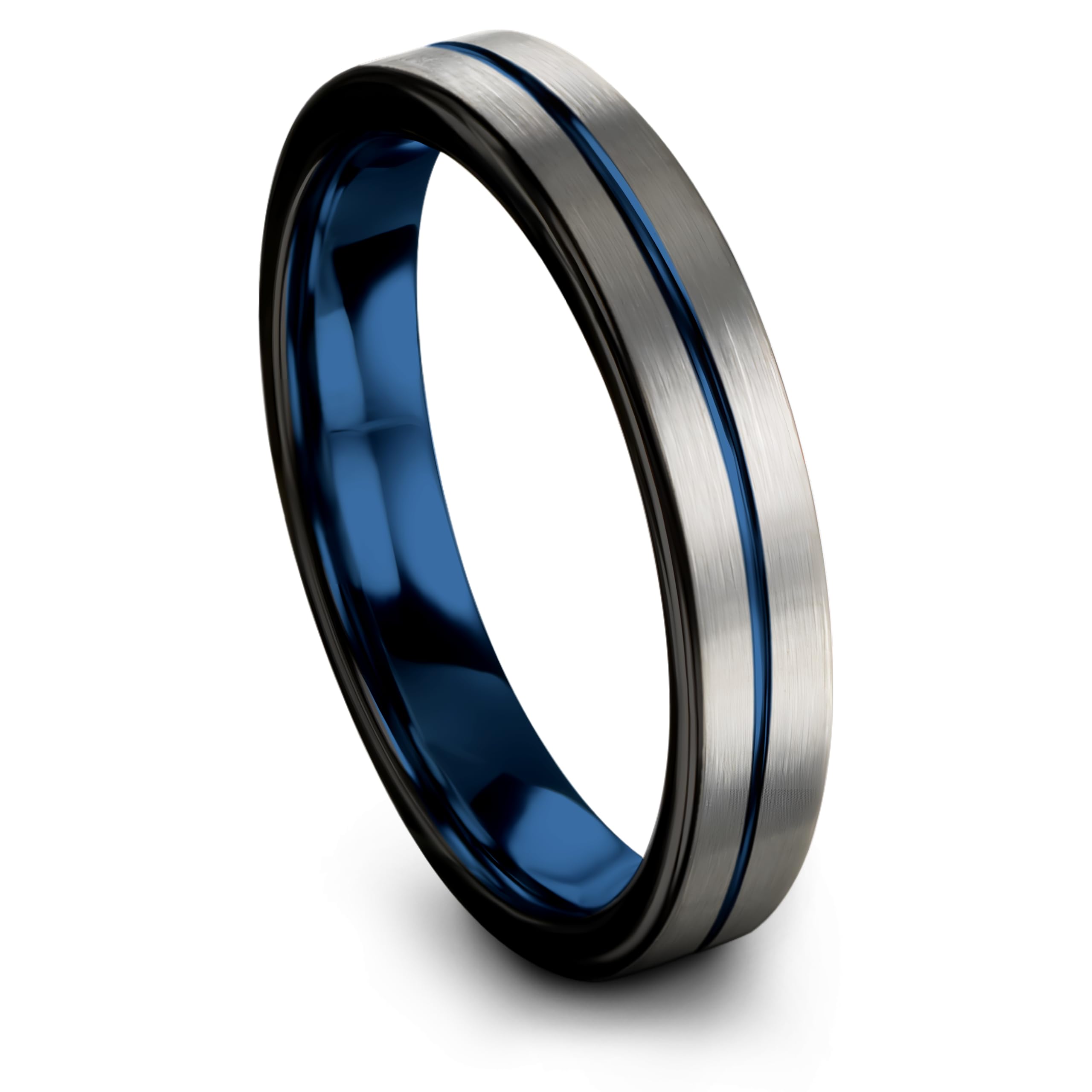 Tungsten Carbide 4mm Blue Blue Black Center Line Wedding Band