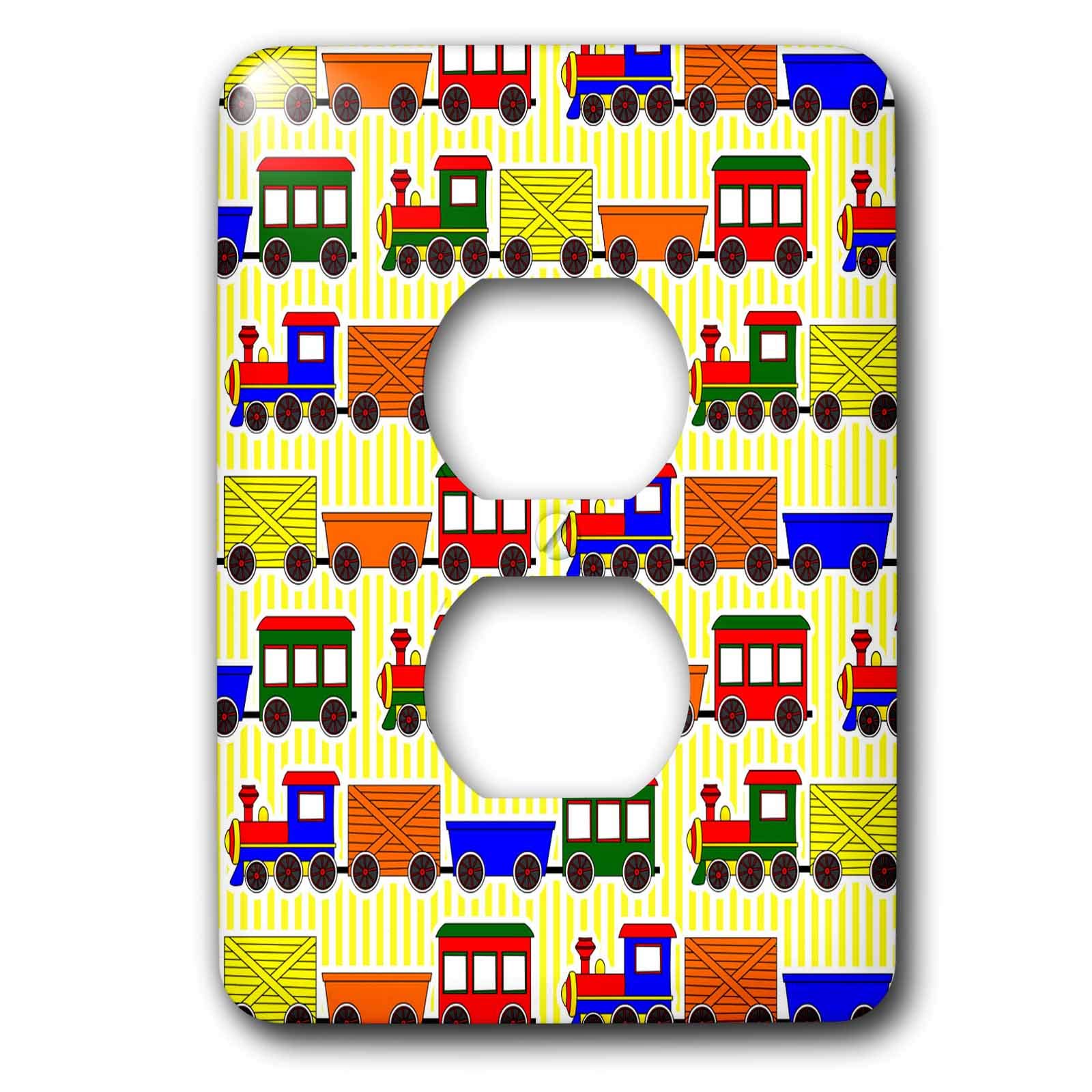 Coque pour 2 prises train jaune masquer plaque usée décoration murale 3dRose