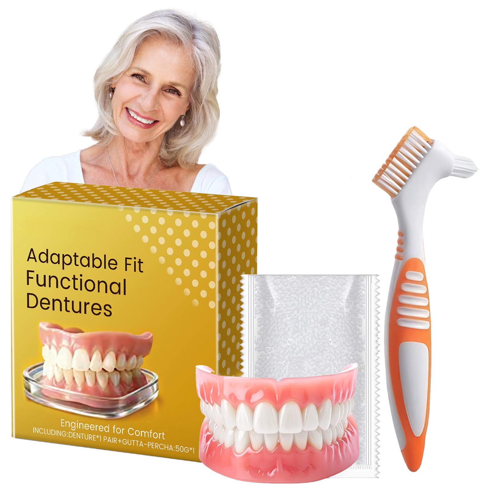 Set completo di protesi dentali di alta qualità, riutilizzabili, con seduta flessibile, comoda da indossare, effetto naturale