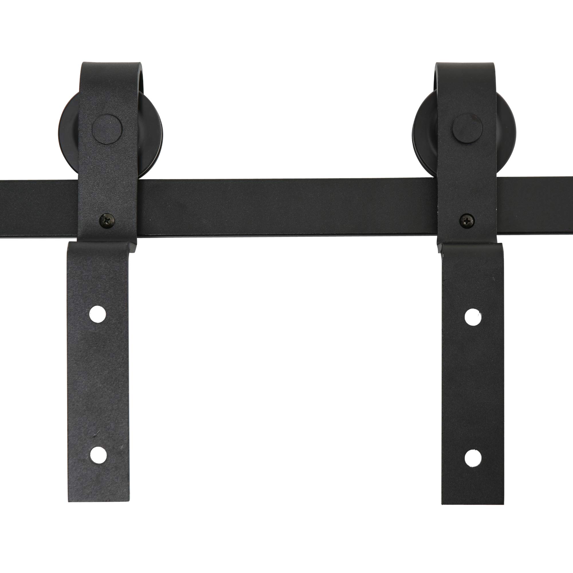 HOMCOM 200CM/6.6FT Kit Porta Scorrevole 90kg max in Acciaio al Carbonio, Kit per Porte Scorrevoli con Binario, Rulli, Fermi, Guide, Bulloni e Viti, Nero