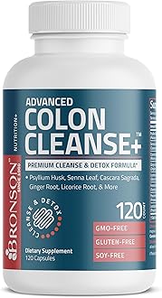 Bronson Advance Colon Cleanse Premium Cleanse & Detox Formula with Psyllium Husk, Senna Leaf, Cascara Sagrada, Ginger Root, Licorice Root & More, Non-GMO, 120 Capsules