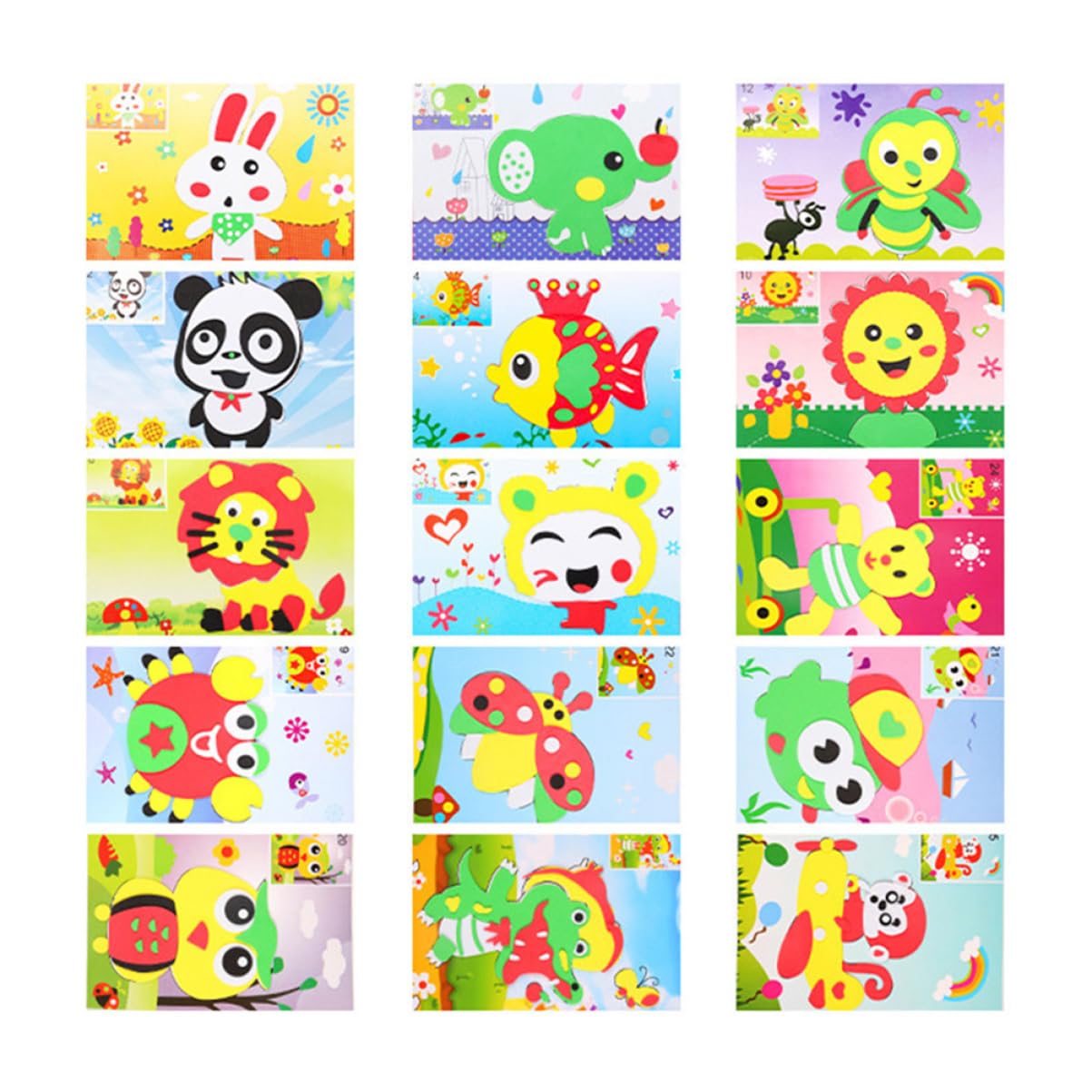 Toddmomy 3D Eva Stickers Craft Kit for Toddlers, DIY Cartoon Art Stickers for Boys and Girls, Assorted Style 15pcs Handmade Craft Materials for Preschool Children