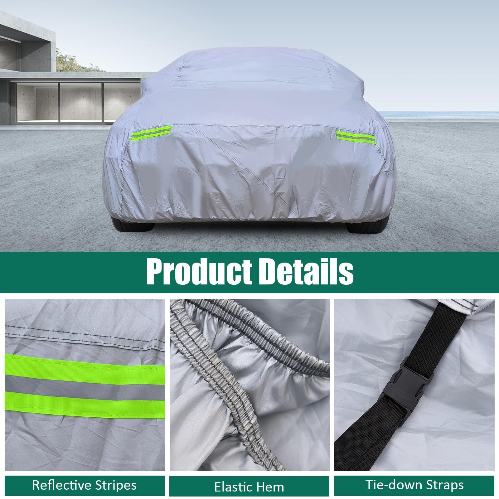 ZONEEAKO Universal Car Cover - All Weather - Fits Sedan Length 190-200 — view 7