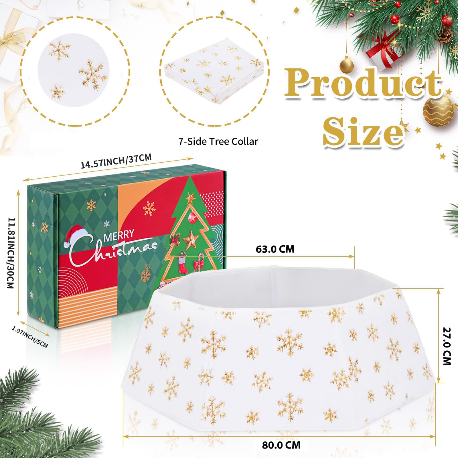 Base Albero di Natale, Ø80cm Paillettes Peluche Finta Pelliccia Albero di Natale Gonna Pieghevole Supporto per Giardini Interni ed Esterni