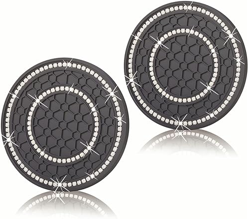 Portavasos universal con diamantes de imitación para automóvil, decoración de accesorios de automóvil, 2.75 pulgadas, de silicona, antideslizante,