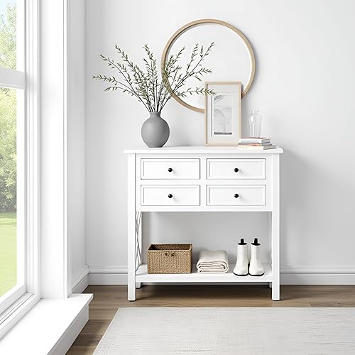 Miniatura 6 de Alaterre Furniture Coventry - Mesa consola de madera de 32 pulgadas de ancho con 4 cajones Gris,Blanco,https://www.amazon.com/dp/undefined