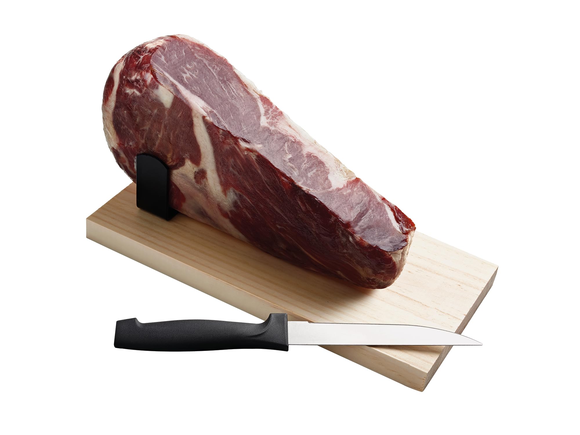 Nico Jamones - Pack de JAMON IBERICO Deshuesado. MINI JAMON IBERICO 50% raza ibérica con kit de mini jamonero y cuchillo. Aprox. 1 kg. Curación de más de 24 meses.