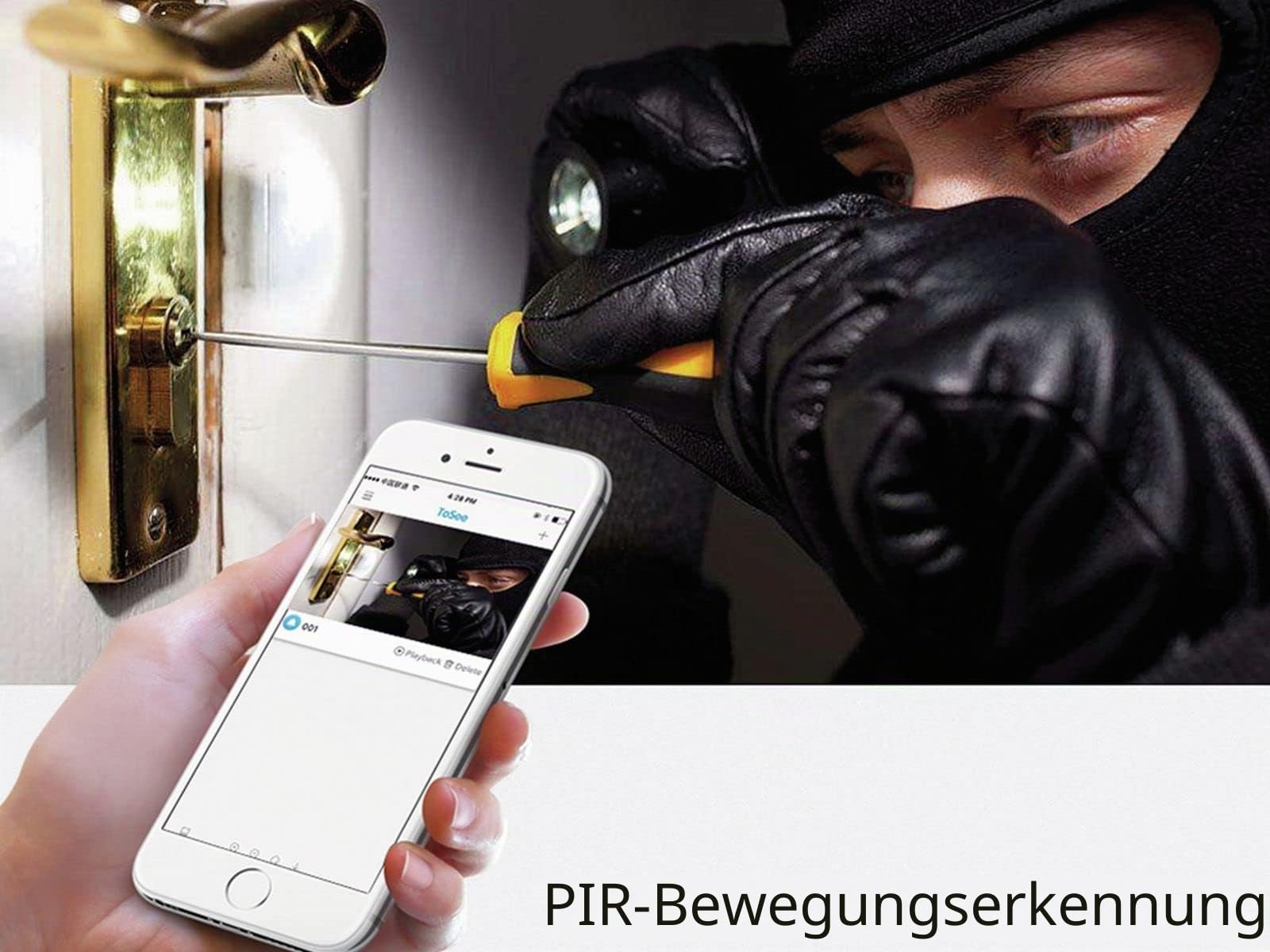 Denver Video-Türklingel VDB-110 - Doorbell Video-Türsprechanlage mit WLAN-Funktion und Innenklingel, Bewegungserkennung, 720P-Kamera, Verbindung mit Handy, kostenlose App für Android und iOS