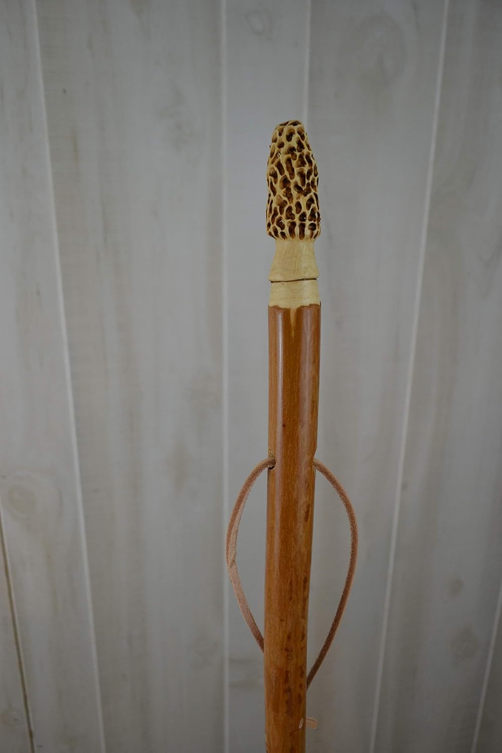 Walking Stick with Morel Mushroom Carving in Elm - 60" Tall - Hiking Stick Carving by Creation Carvings