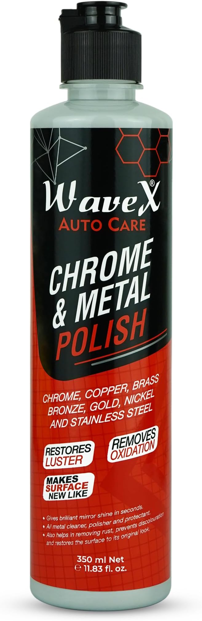 Metal Polish 350g For Chrome, Copper, Brass, Bronze, Gold, Nickel and Stainless Steel. All Metal Cleaner, Rust Remover. Polisher and Protectant. Removes oxidation and discoloration.