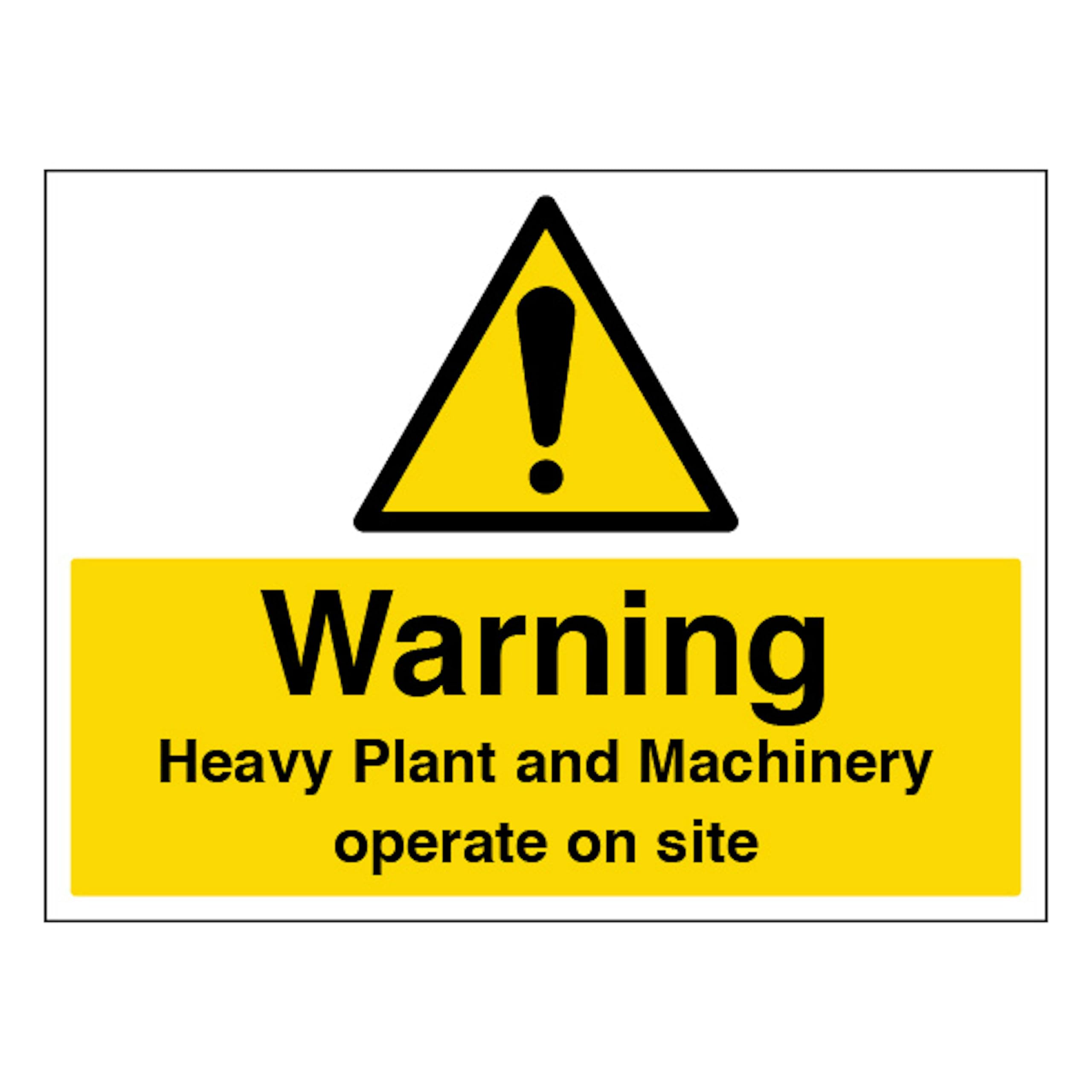 V Safety Warning Heavy Plant and Machinery Operate on Site - Large Landscape 400 x 300 mm - 1mm Rigid Plastic Safety Sign