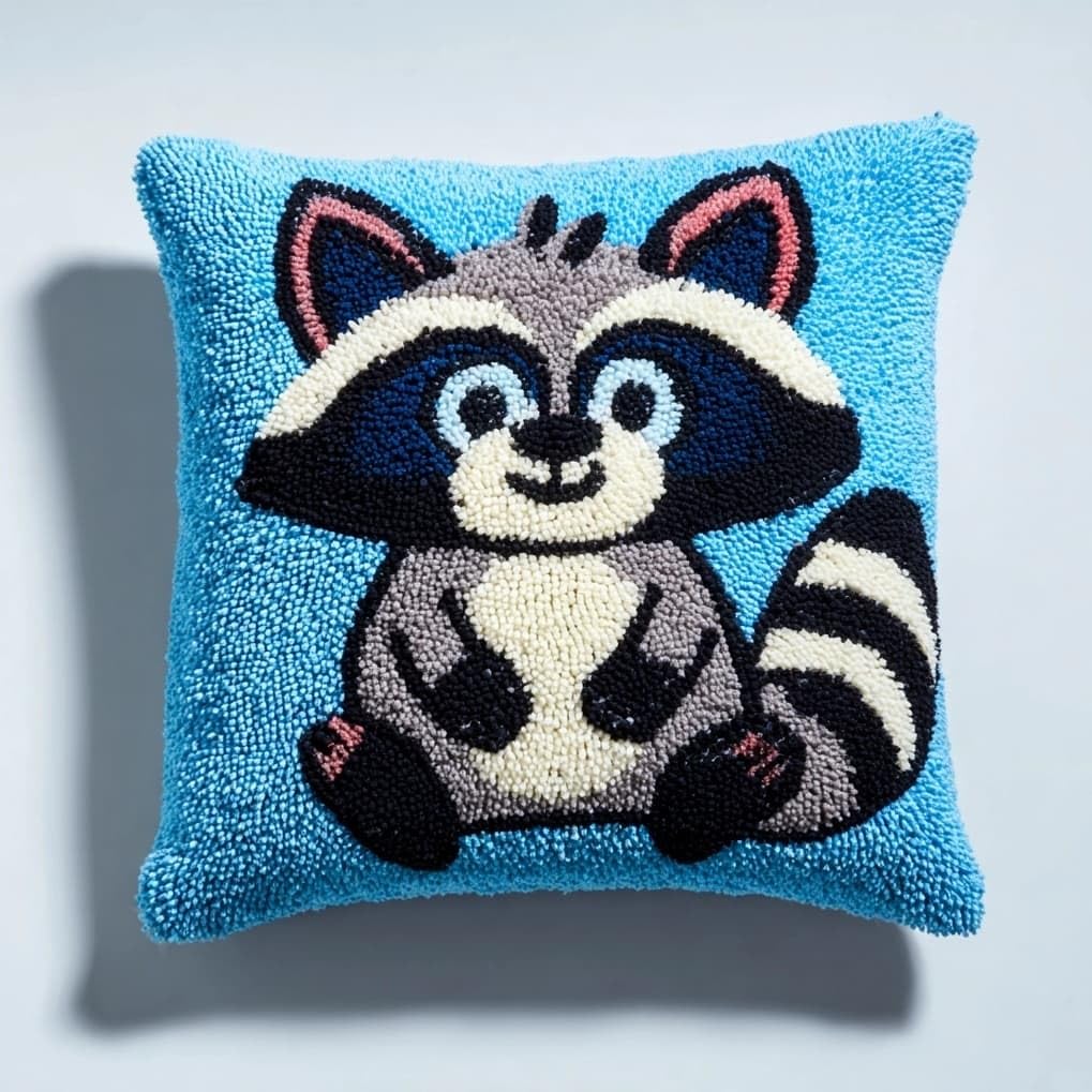AxiangziK Beginners DIY Crochet Pillow Kit,Animal Raccoon