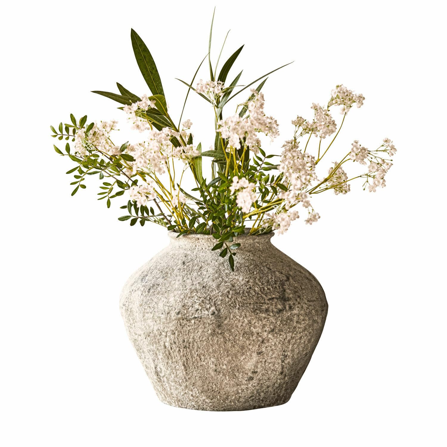 Loberon Vase Champs - Kunststein - Zimmer Deko für Trockenblumen & Blumen - Handgemachtes Antik-Finish - 30cm & ø36cm, antikgrau | Kunststein - Zimmer Deko für Trockenblumen & Blumen - Handgemachtes Antik-Finish - 30cm & ø36cm