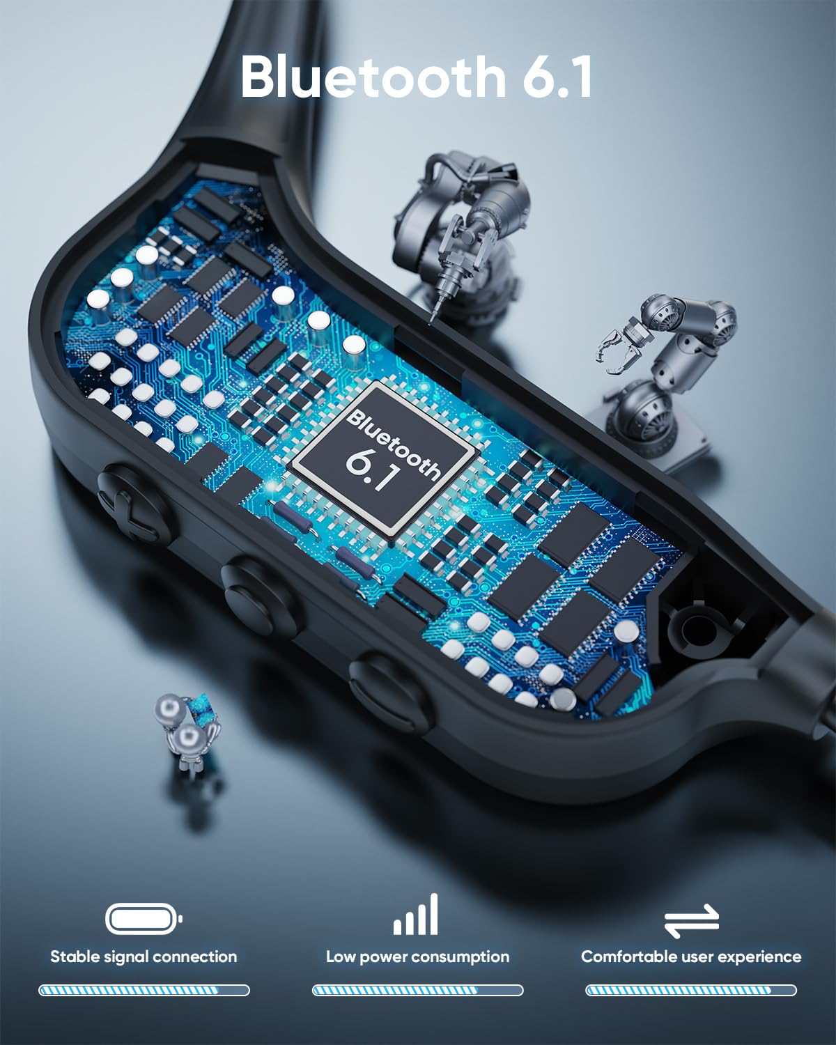 Swimming Headphones Bluetooth 6.1,IP68 Waterproof Bone Conduction Headphones,Wireless Open Earphones Built-in 32GB with MP3 Player,Underwater Sports Earphones for Swimming, Running, Cycling,Workout - 5