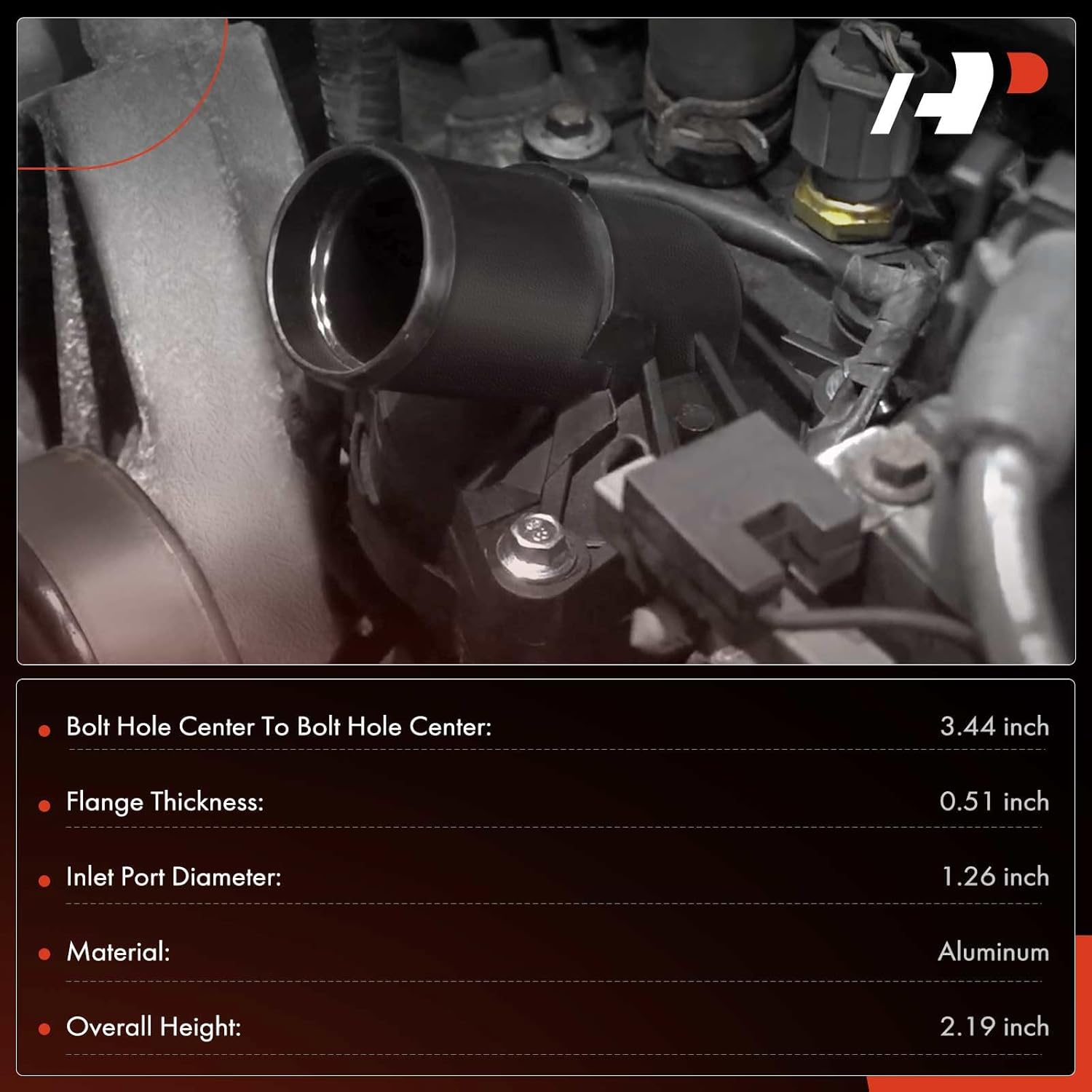 A-Premium Engine Coolant Thermostat Housing Assembly Compatible with Hyundai Accent 2006-2009 & Kia Rio 2006-2009, Rio5 2006-2008, 1.6L, Replaces # 2562026160