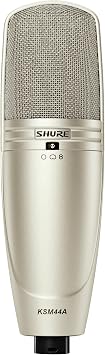 Shure KSM44A Multi-Pattern Condenser Microphone - Large Diaphragm Side-Address Mic with Subsonic Filter, Prethos Advanced Preamplifier Technology and 3 Polar Patterns for Great Recording Flexibility